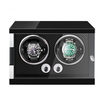 Luxus Uhrenbeweger watchwinder Kubus 2 Uhren Automatisch Box EU Adapter Holz 