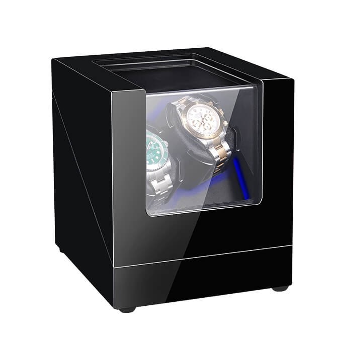 Sepano LED-Doppel-Uhrenbeweger in schwarzer Klavierlack-Sprühfarbe