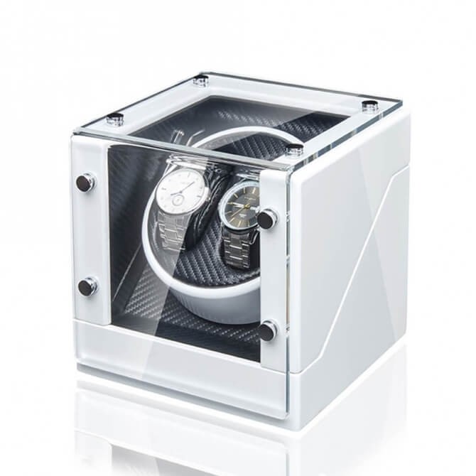 Watchwinder Augusta - Remontoir Automatique Pour Montres En Cuir Blanc, Sur Batterie